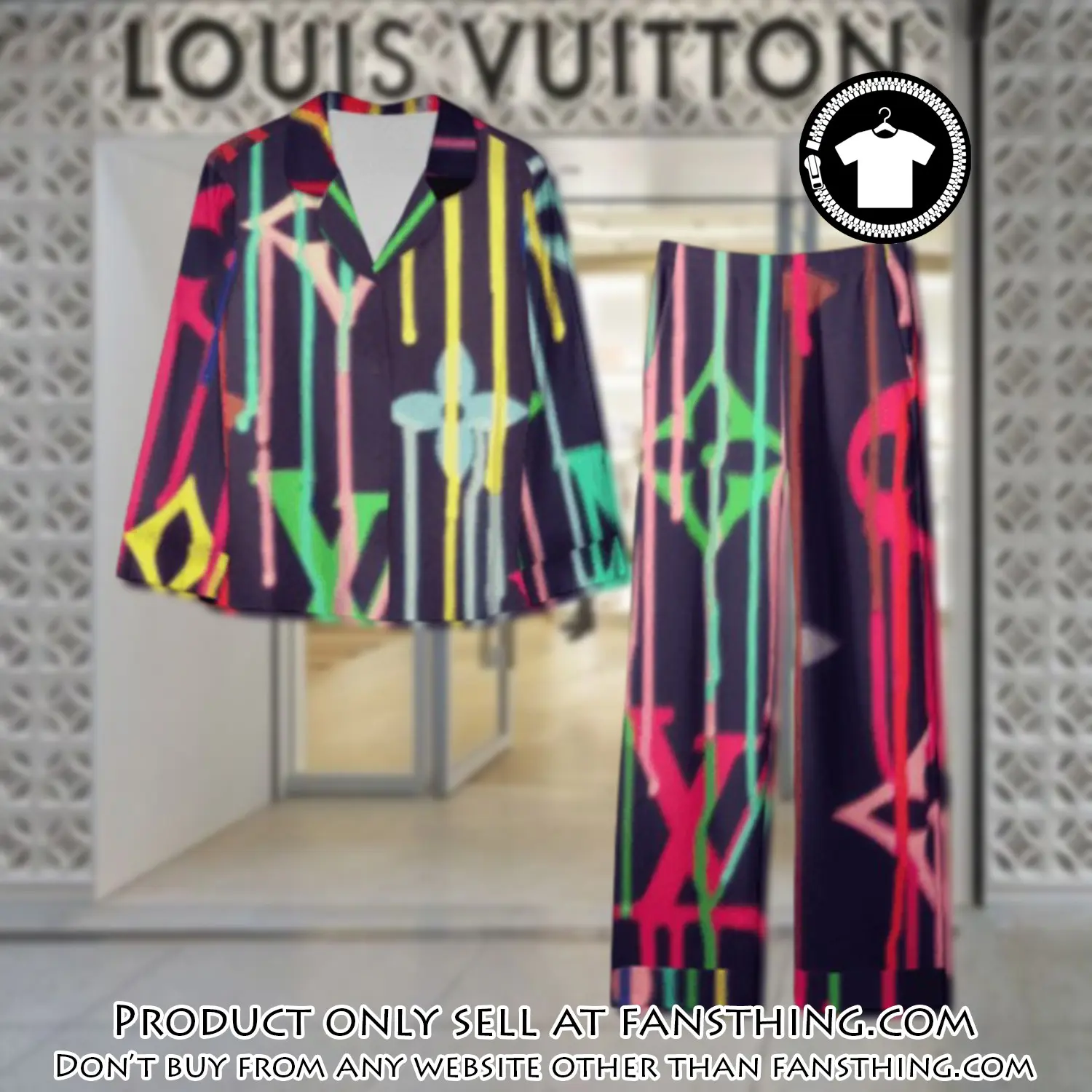 Trending luxury lv satin pajama set pjs1093 fst0717638